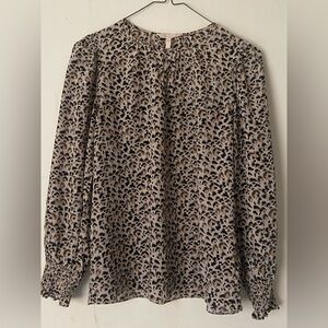 Rebecca Taylor Animal Print silk Blouse - Black and Tan